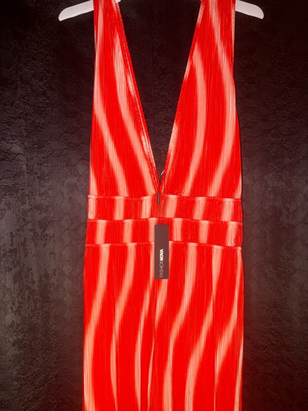 Fashion Nova Orange Combo Striped One-Piece